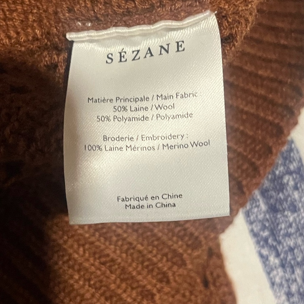 Sezane Brown Knit Sweater with Yellow Floral Embroidery - Picture 8 of 9